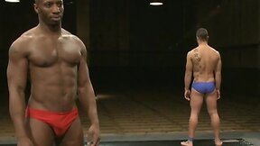 Oiled up gay interracial wrestling