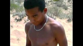 Interracial bareback threesome on nude beach