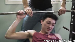 Skinny stepson sucks his stepdads large-sized penis before without condoms sex