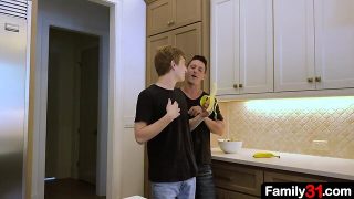 My stepdad takes me to the bedroom and stretches my butt with his meaty dick