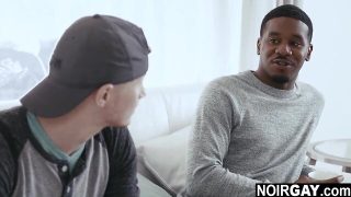 Straight white twink sipping a considerable dark pecker for 300$ interracial gay sex