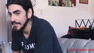 Haired lad rides penis for cash