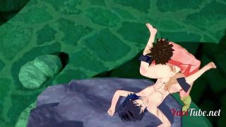 Naruto kimetsu no yaiba yaoi hentai 3d kiba & inosuke masturbation, cock sucking and