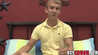 Thrilled dude fucks his butt with toy in solo handjob