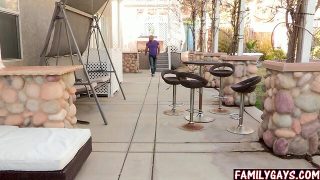 Giant-Sized gay stepdad catches son wanking