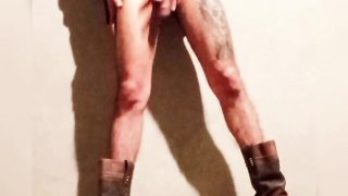 Mexican cowboy moisturizes his body with sex dildo